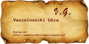 Veszelovszki Géza névjegykártya